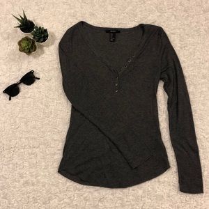 Ribbed Henley Long Sleeve